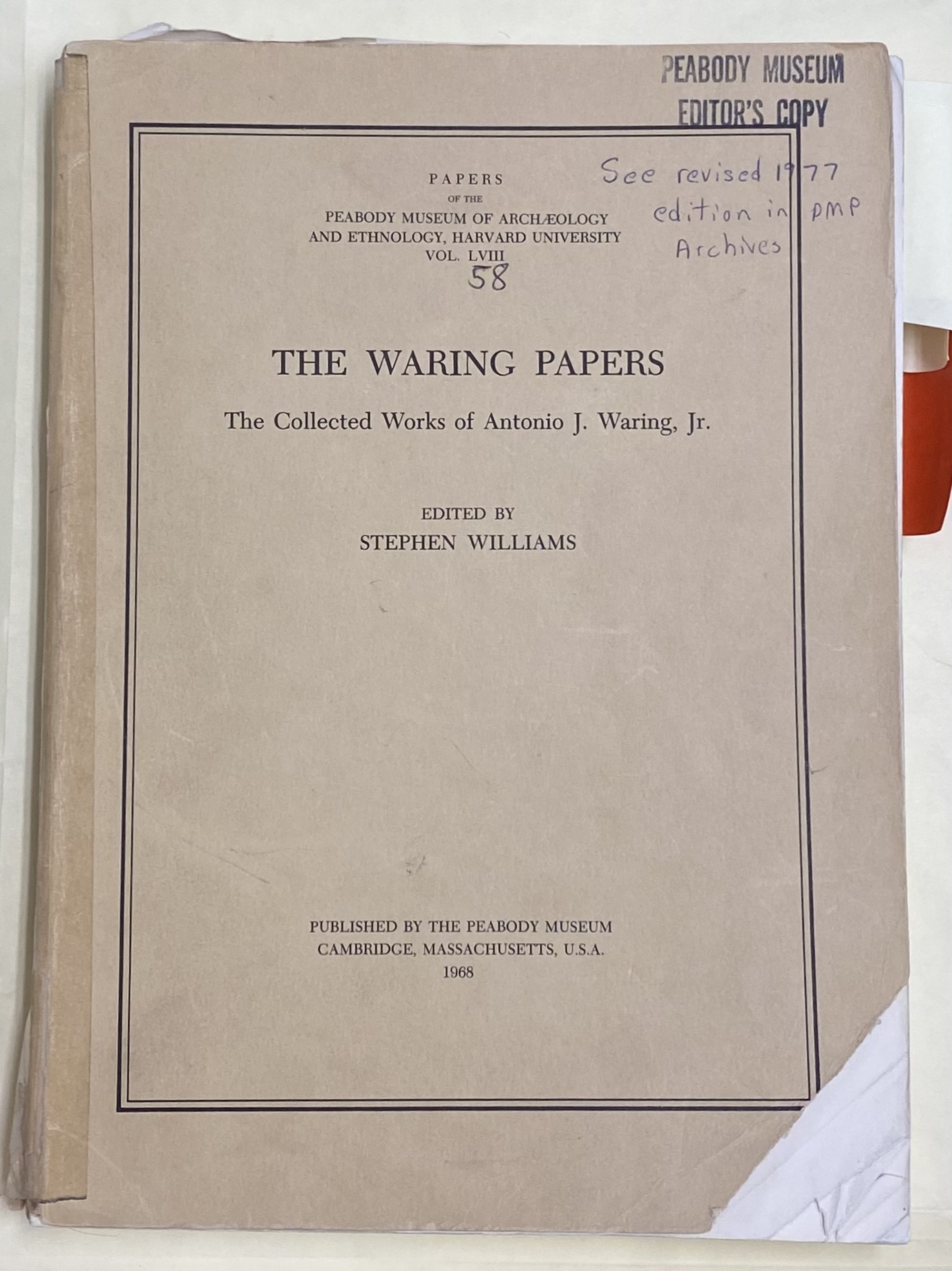 Waring Paper The Waring papers: the collected works of Antonio J. Waring, Jr ...