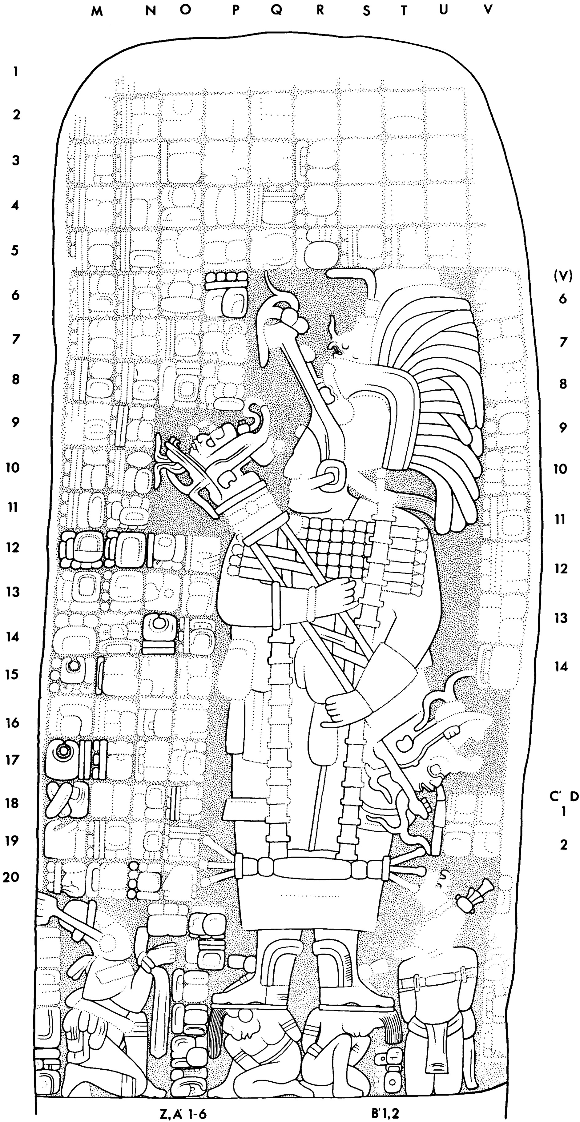 Drawing of Coba, Stela 1, back