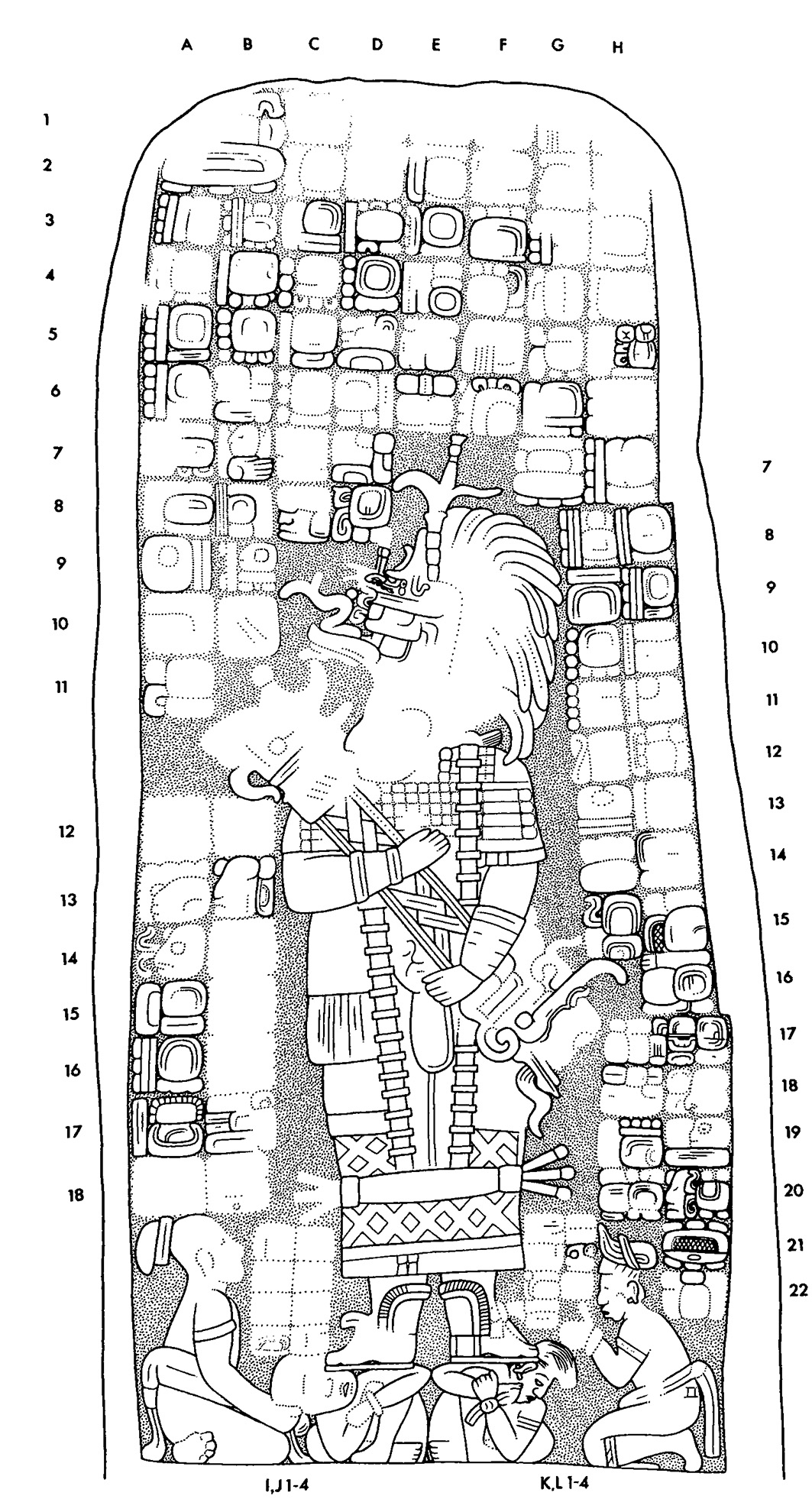 Drawing of Coba, Stela 1, front