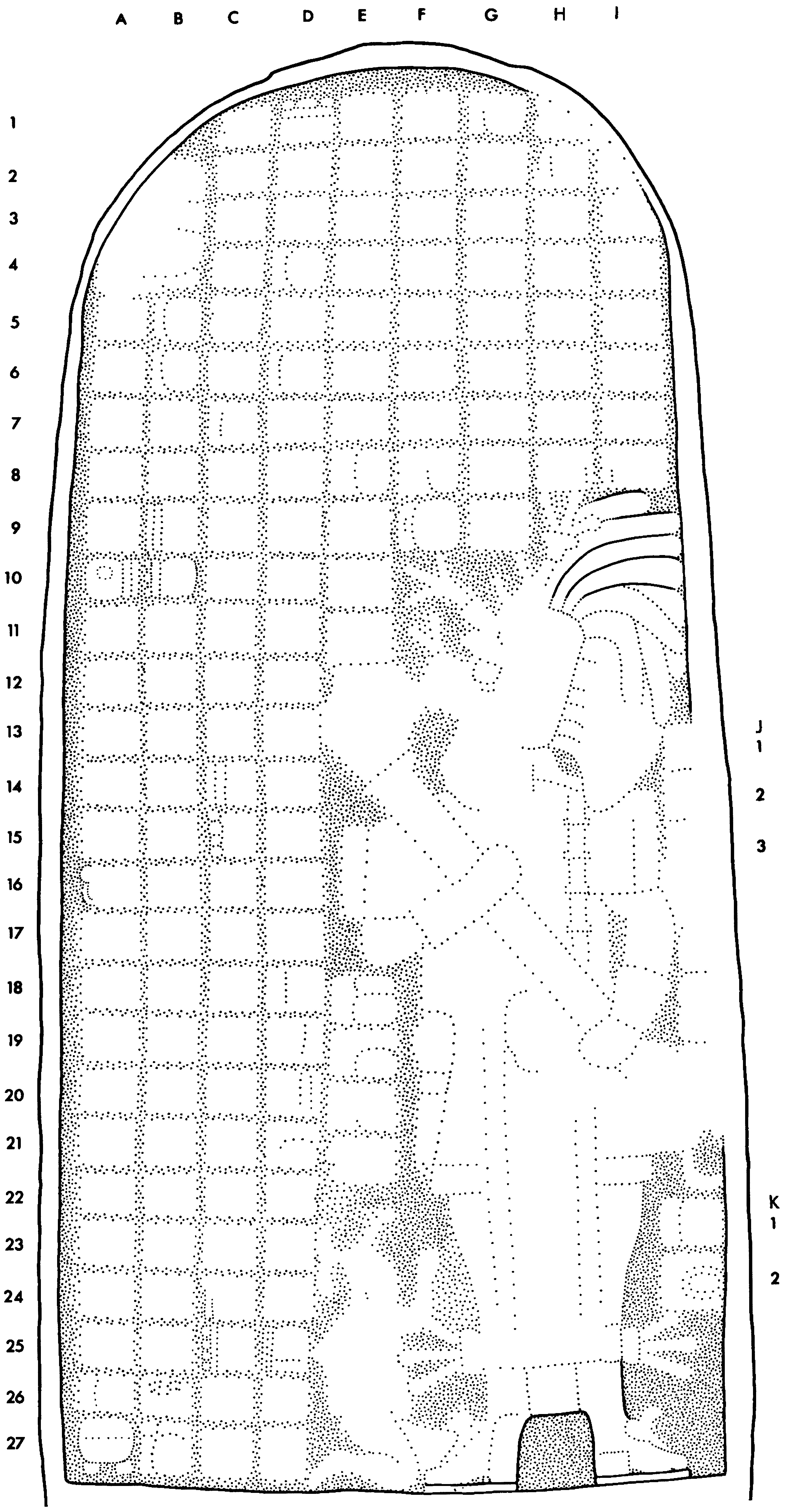 Drawing of Coba, Stela 3, front