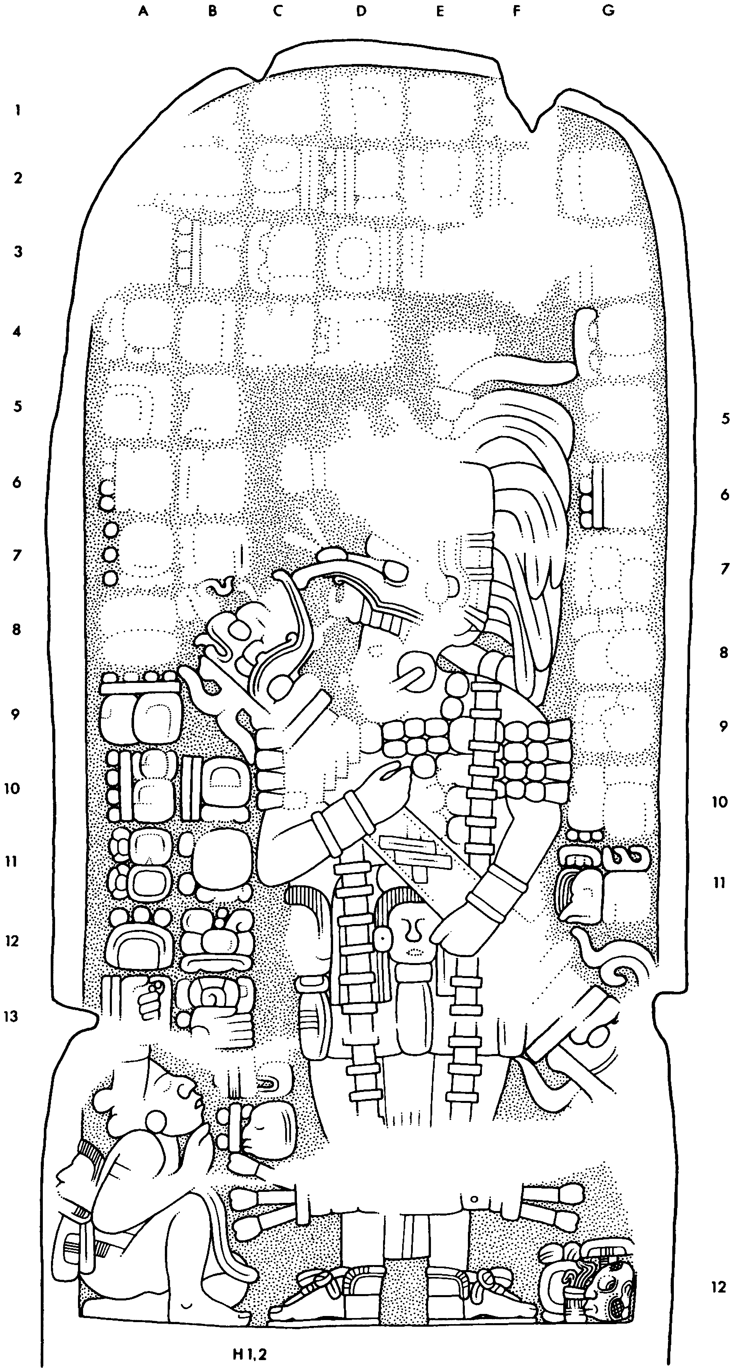 Drawing of Coba, Stela 6, front