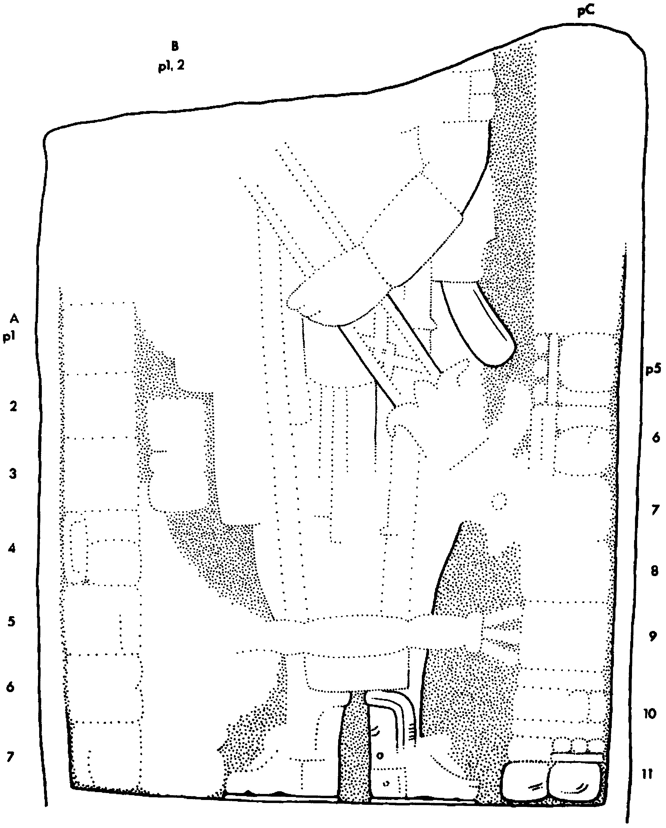 Drawing of Coba, Stela 9, front
