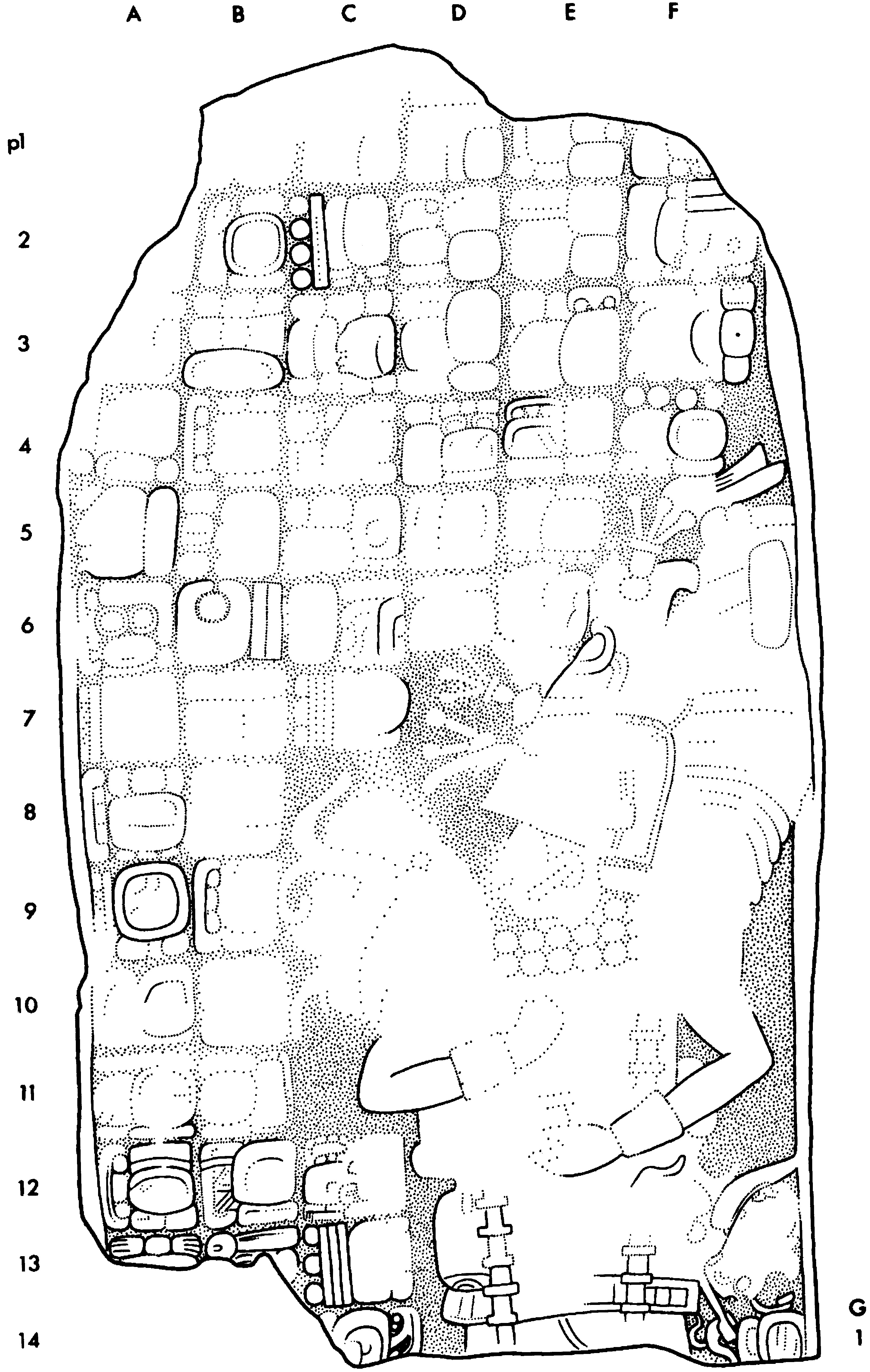 Drawing of Coba, Stela 11, front