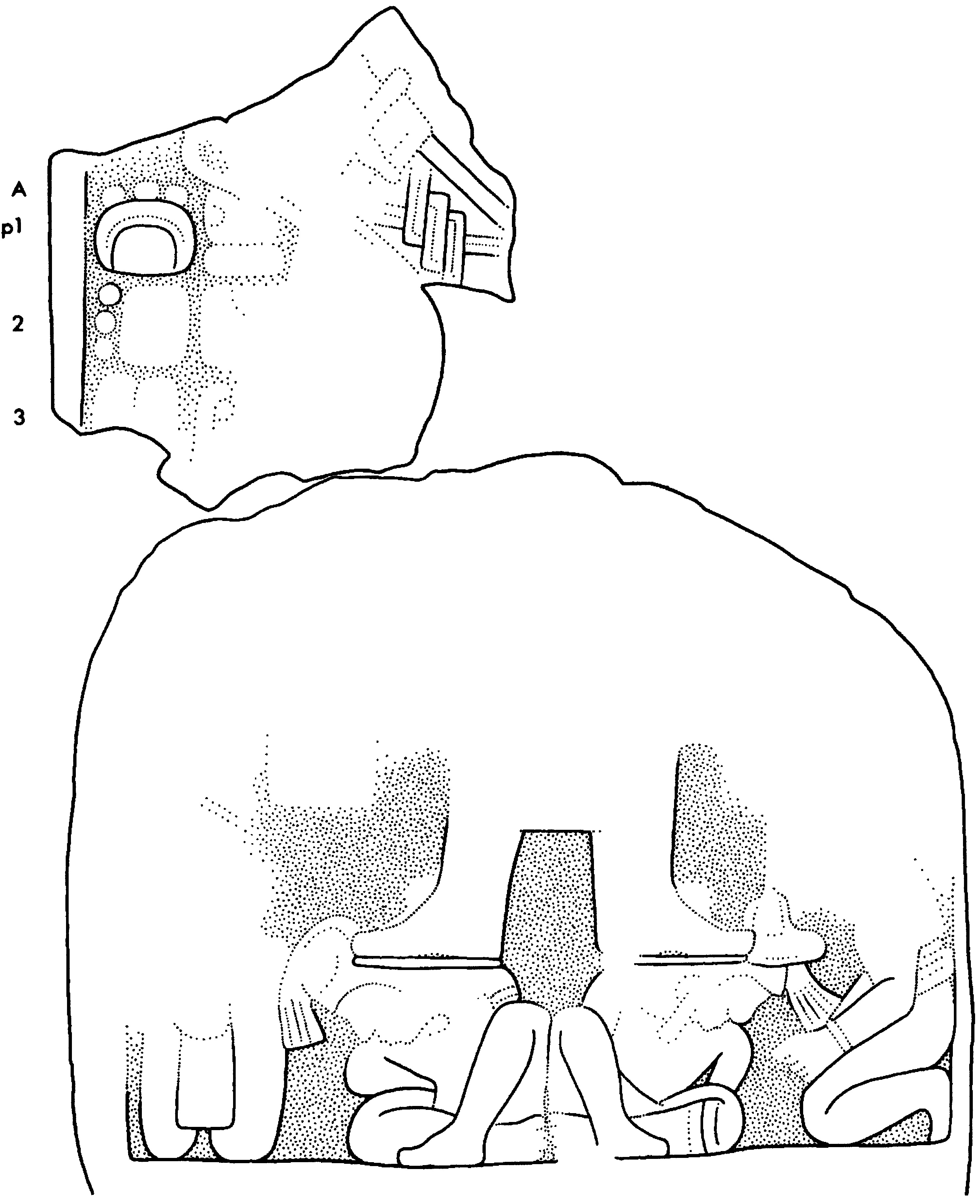 Drawing of Coba, Stela 15, front
