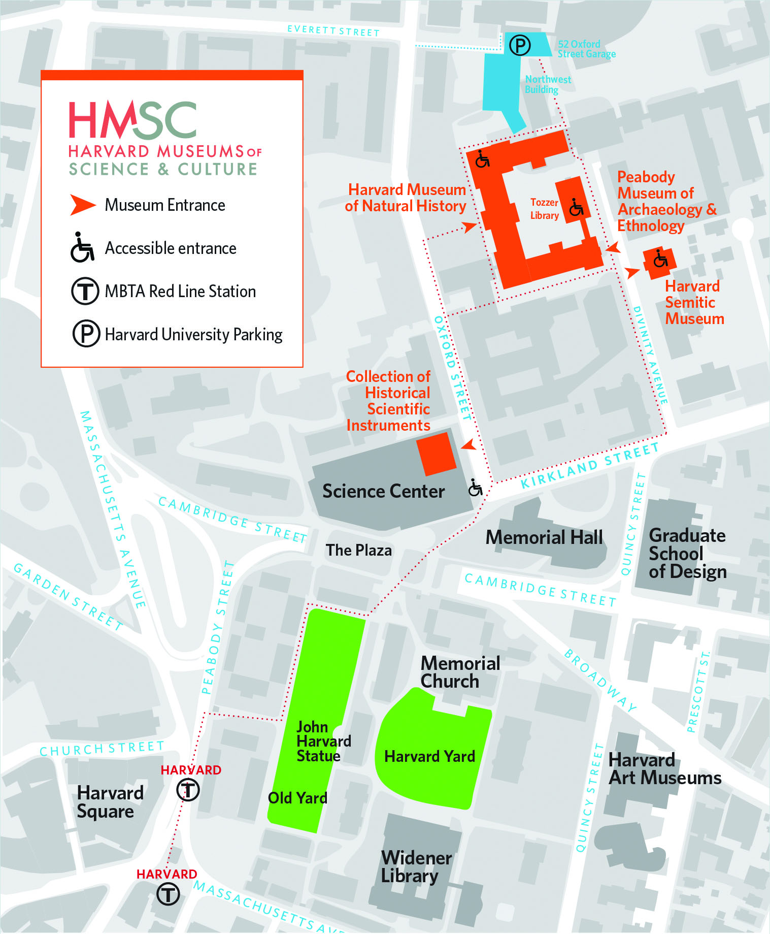 map of all four harvard museums of science and culture.