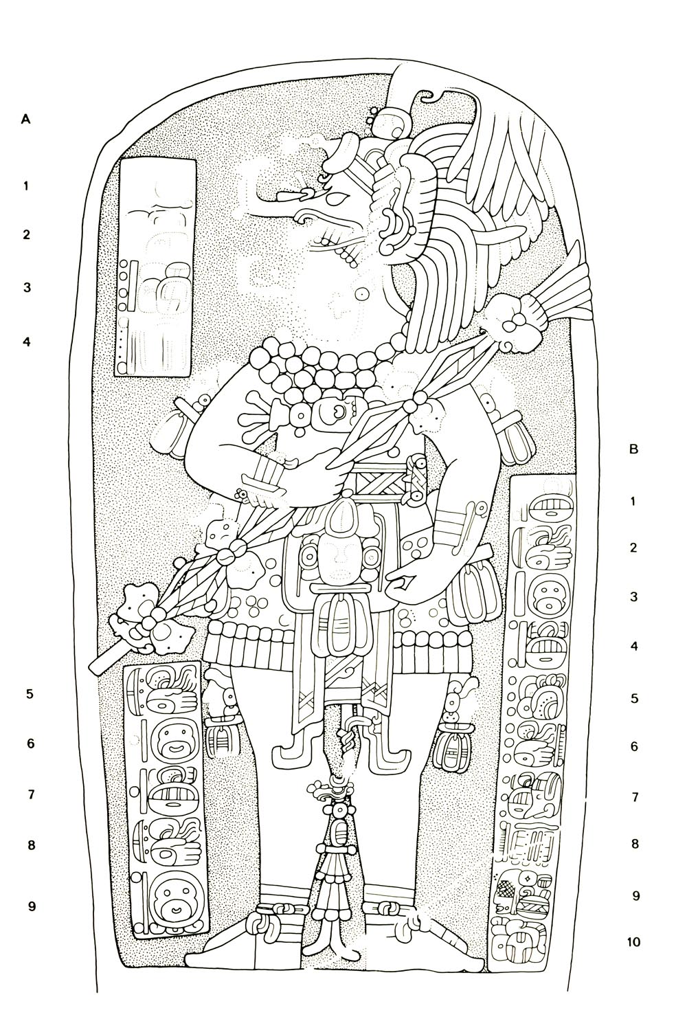 Drawing of Naranjo, Stela 38, front, 2004.15.6.3.20