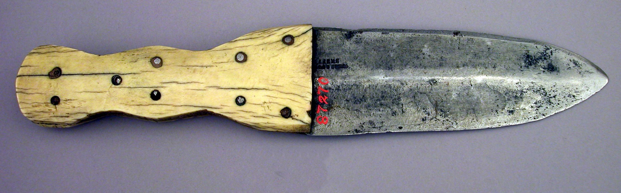 Hudson Bay Co style trade dagger with English steel blade and bone grip