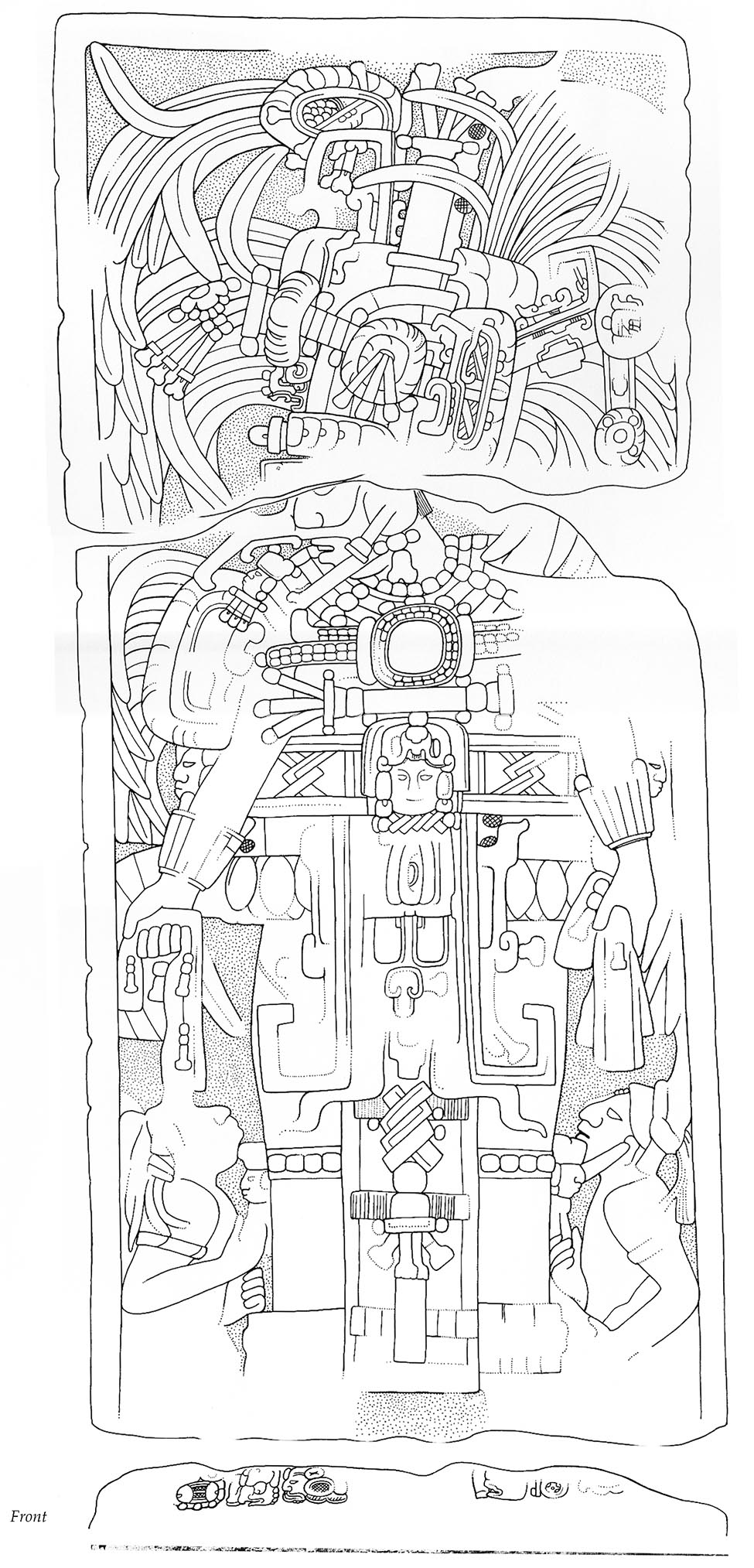 Drawing of Piedras Negras, Stela 4, front, 2004.15.6.19.11