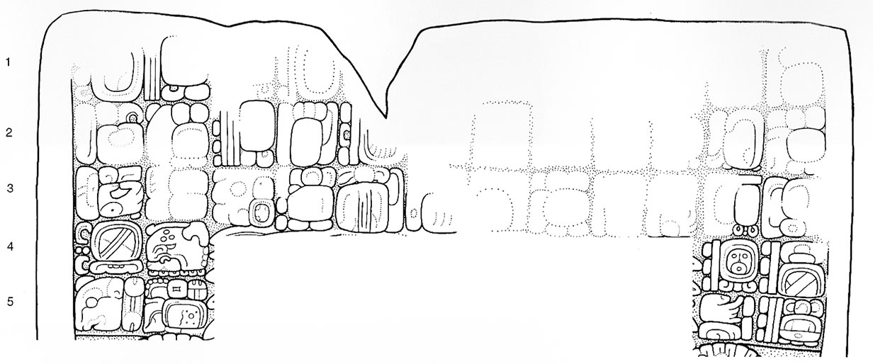 Drawing of Piedras Negras, Stela 8, details of front