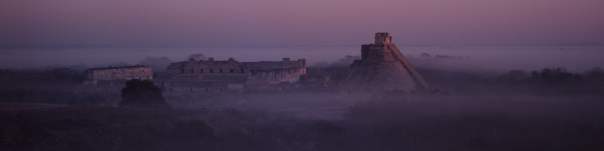 Sunrise over Uxmal, Yucatan, Mexico.