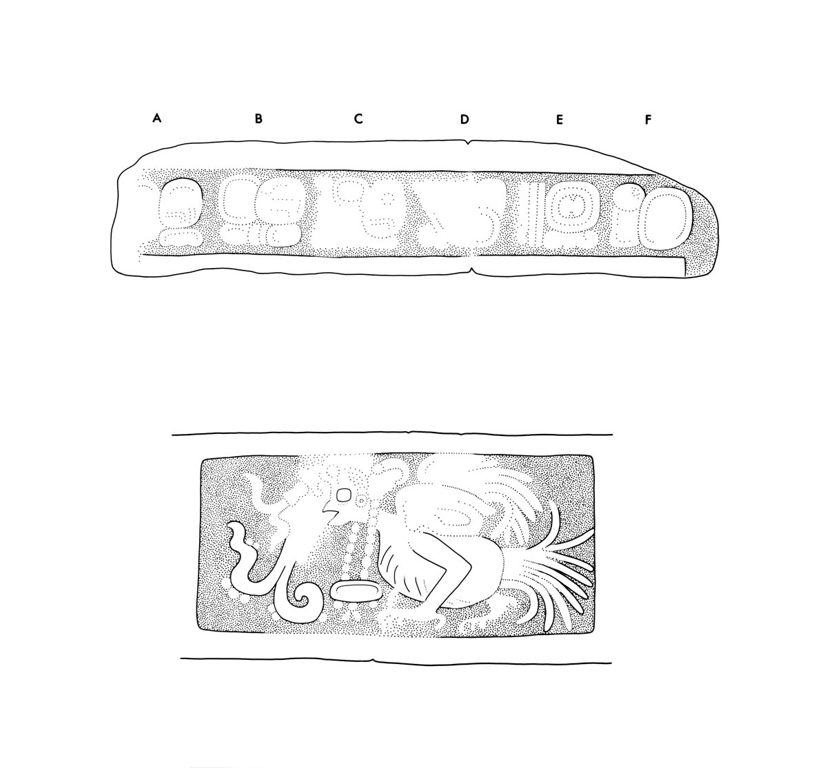 Drawing of Xcalumkin, Lintel 3, 2004.15.15.1.349