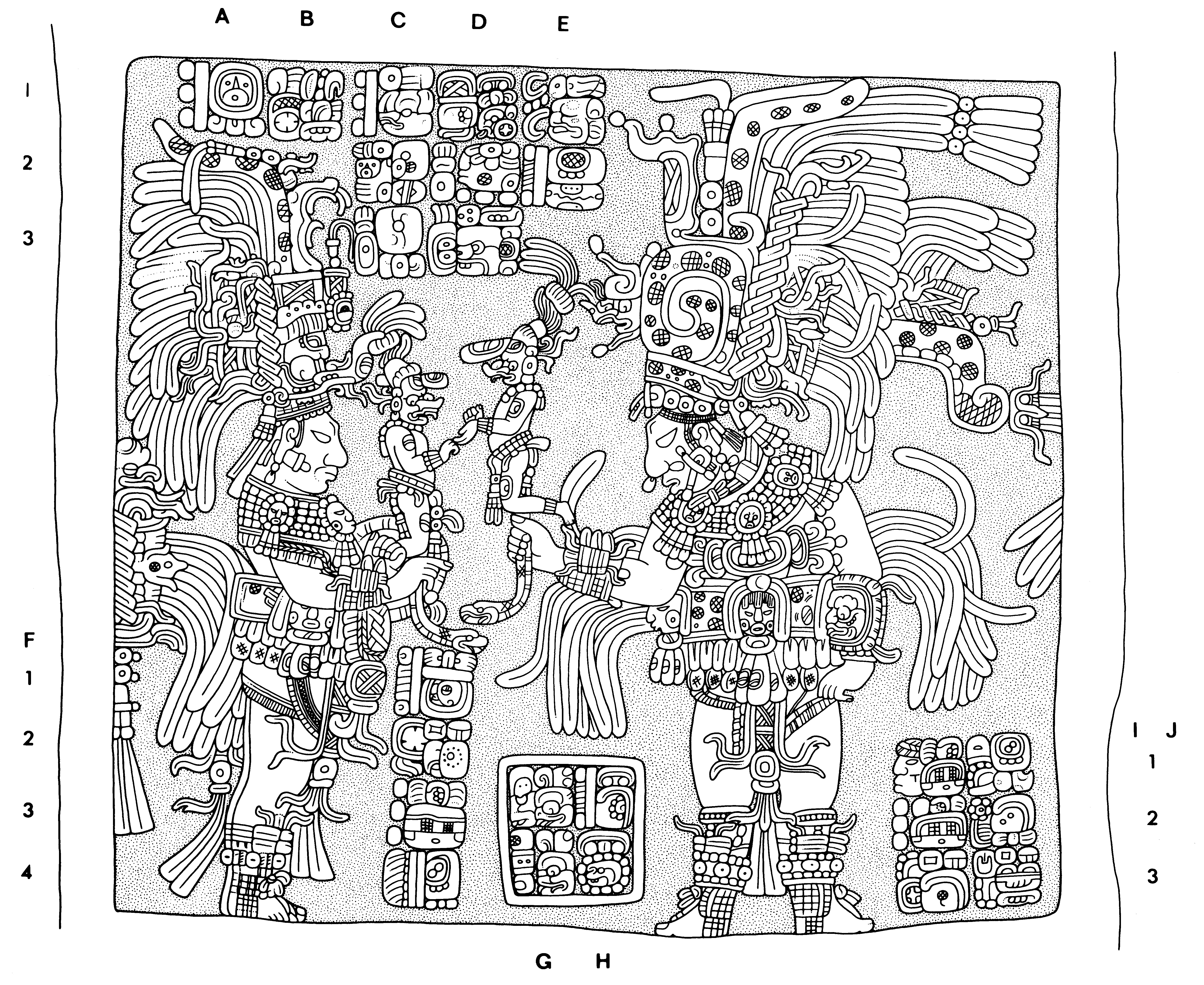 Drawing of Yaxchilan Lintel 3