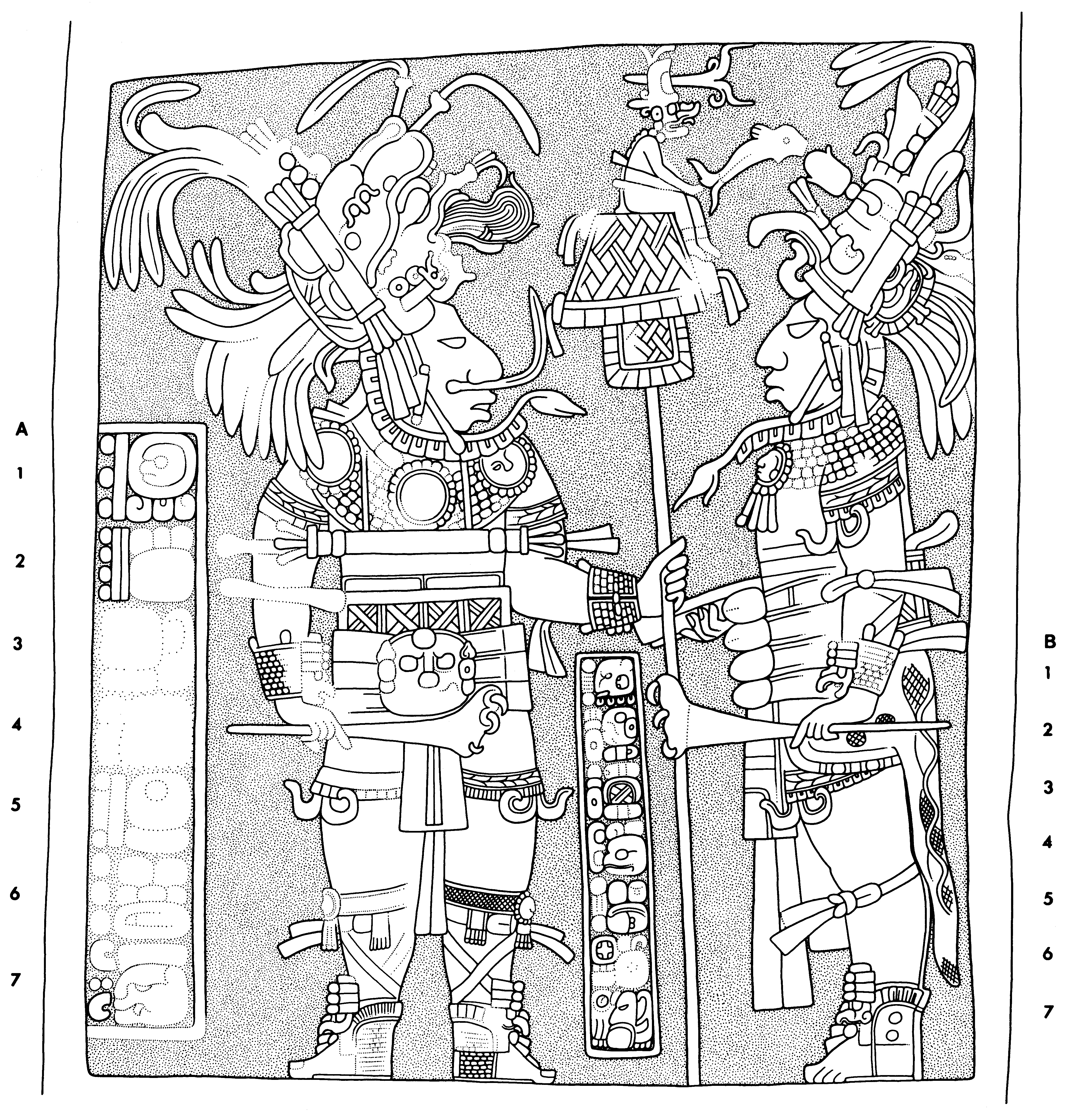 Drawing of Yaxchilan Lintel 6