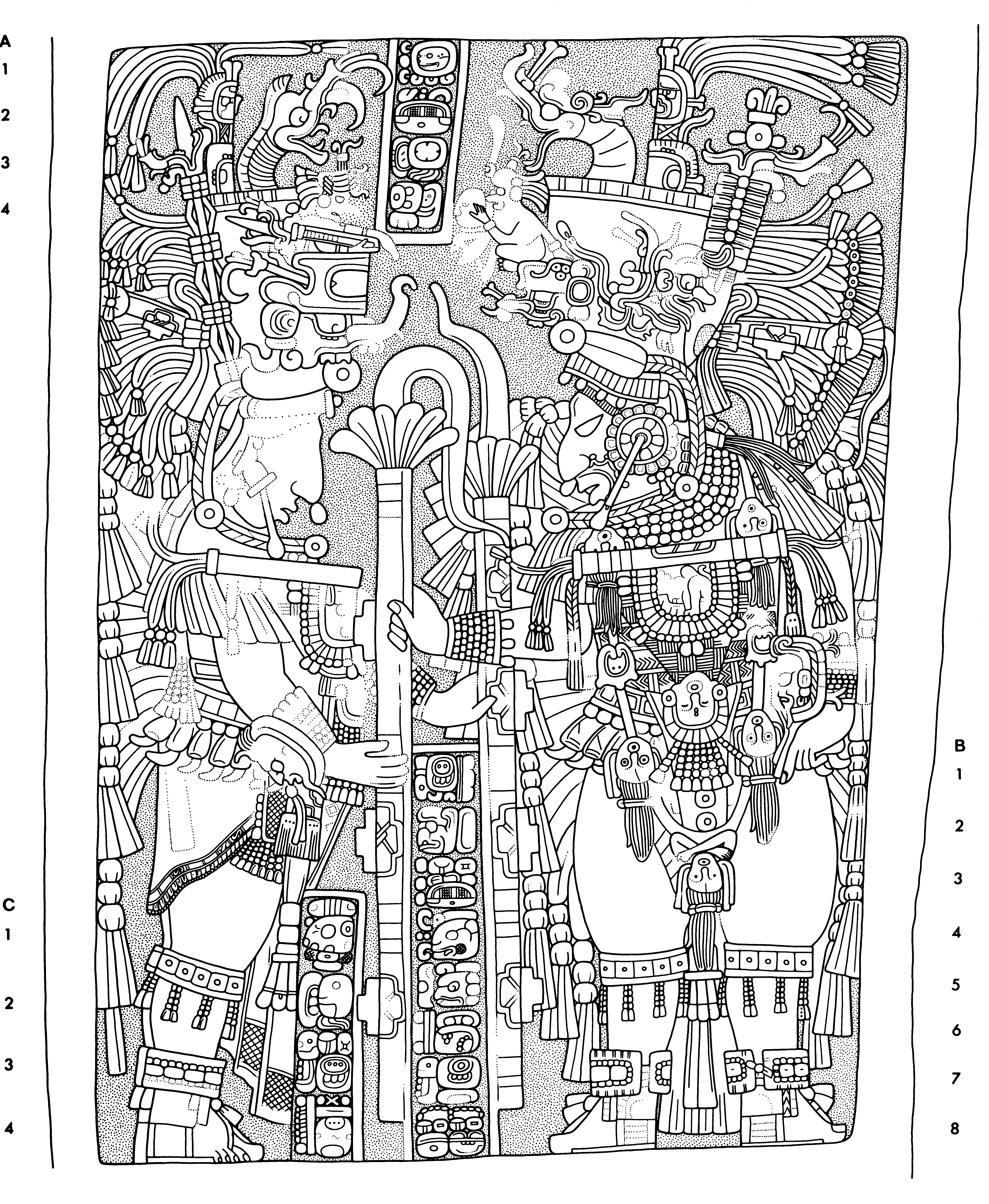 Drawing of Yaxchilan Lintel 9