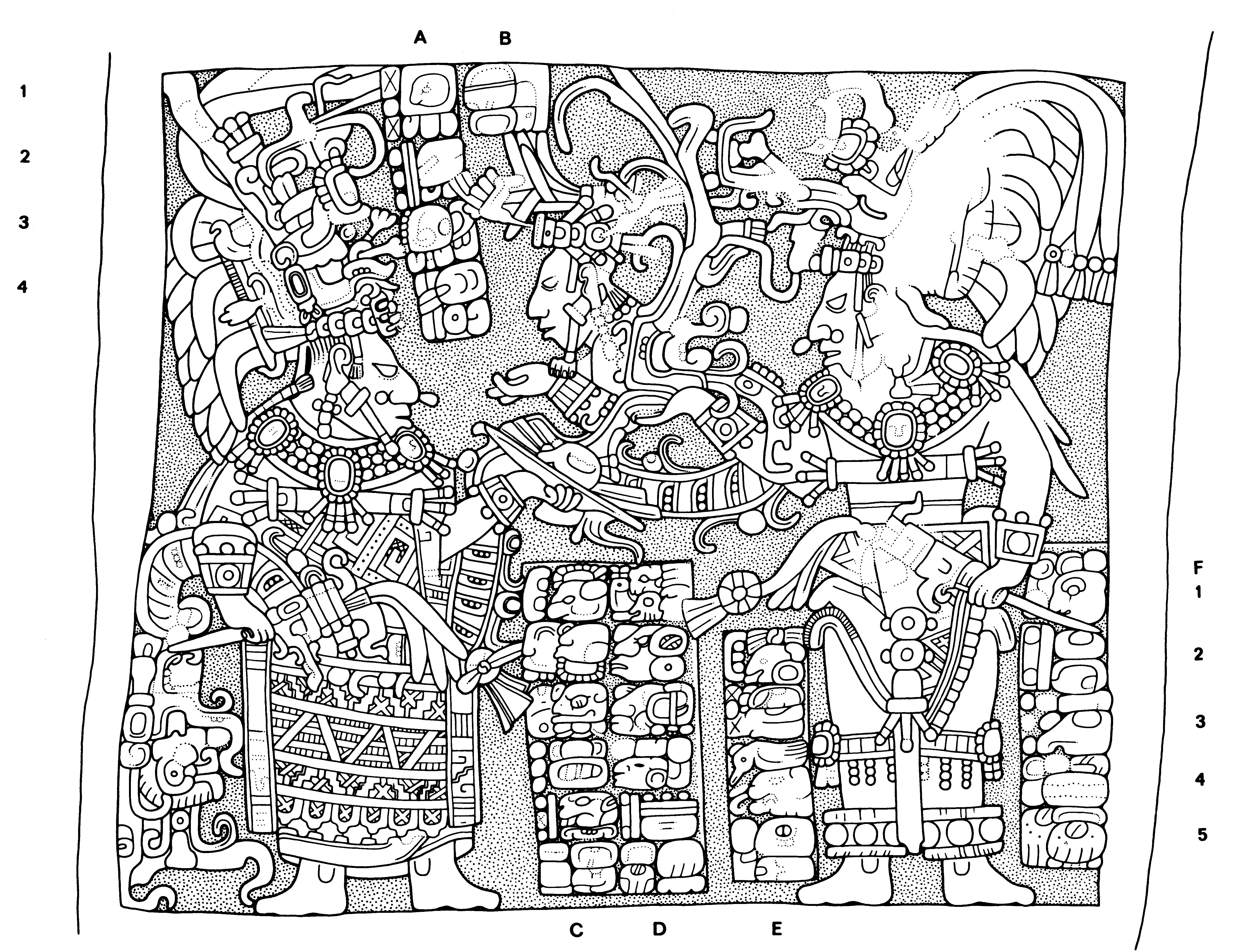 Drawing of Yaxchilan Lintel 13