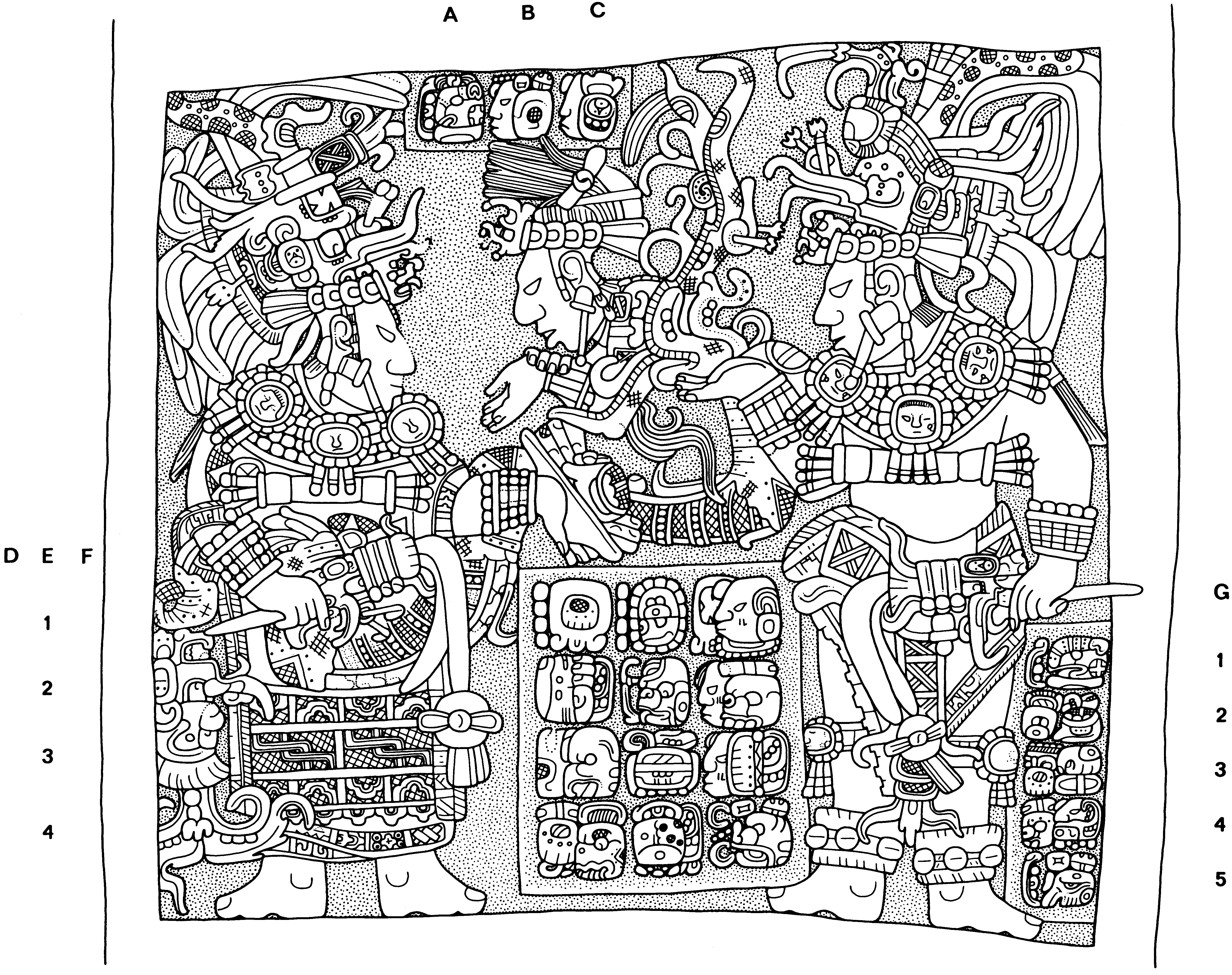 Drawing of Yaxchilan Lintel 14