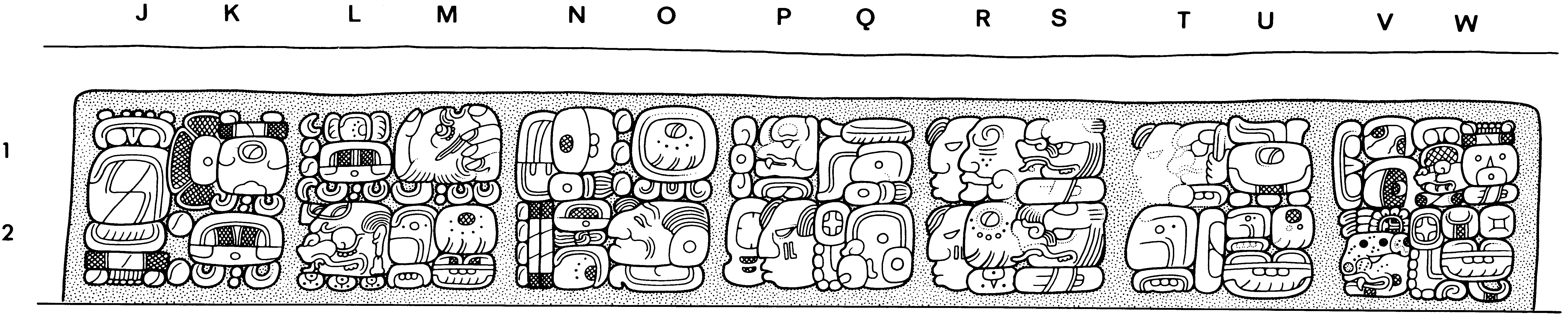 Drawing of Yaxchilan Lintel 25 front edge