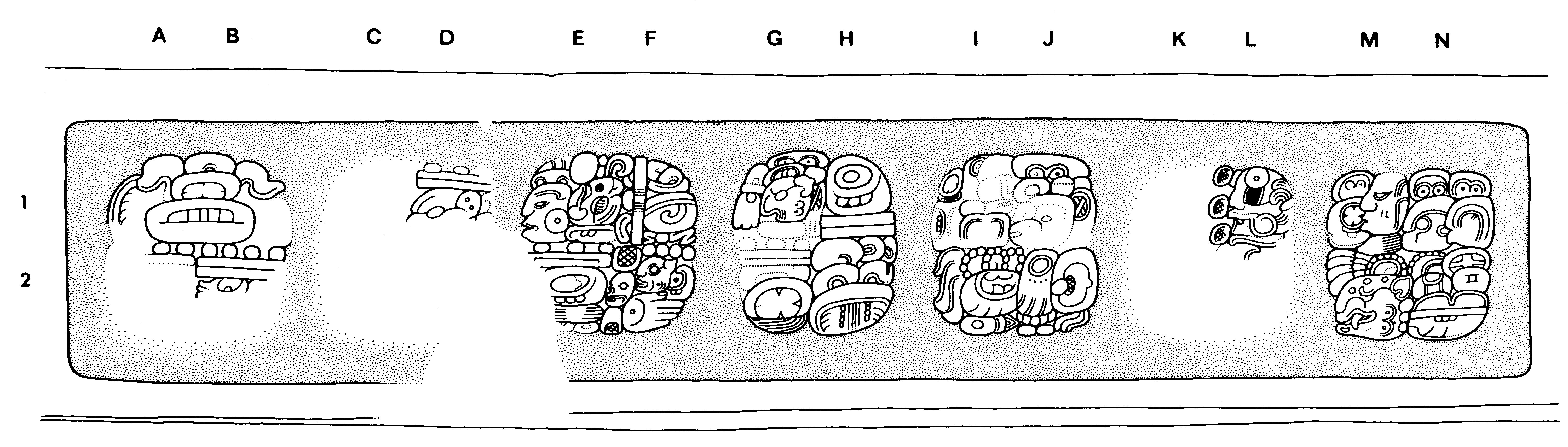 Drawing of Yaxchilan Lintel 26 front edge