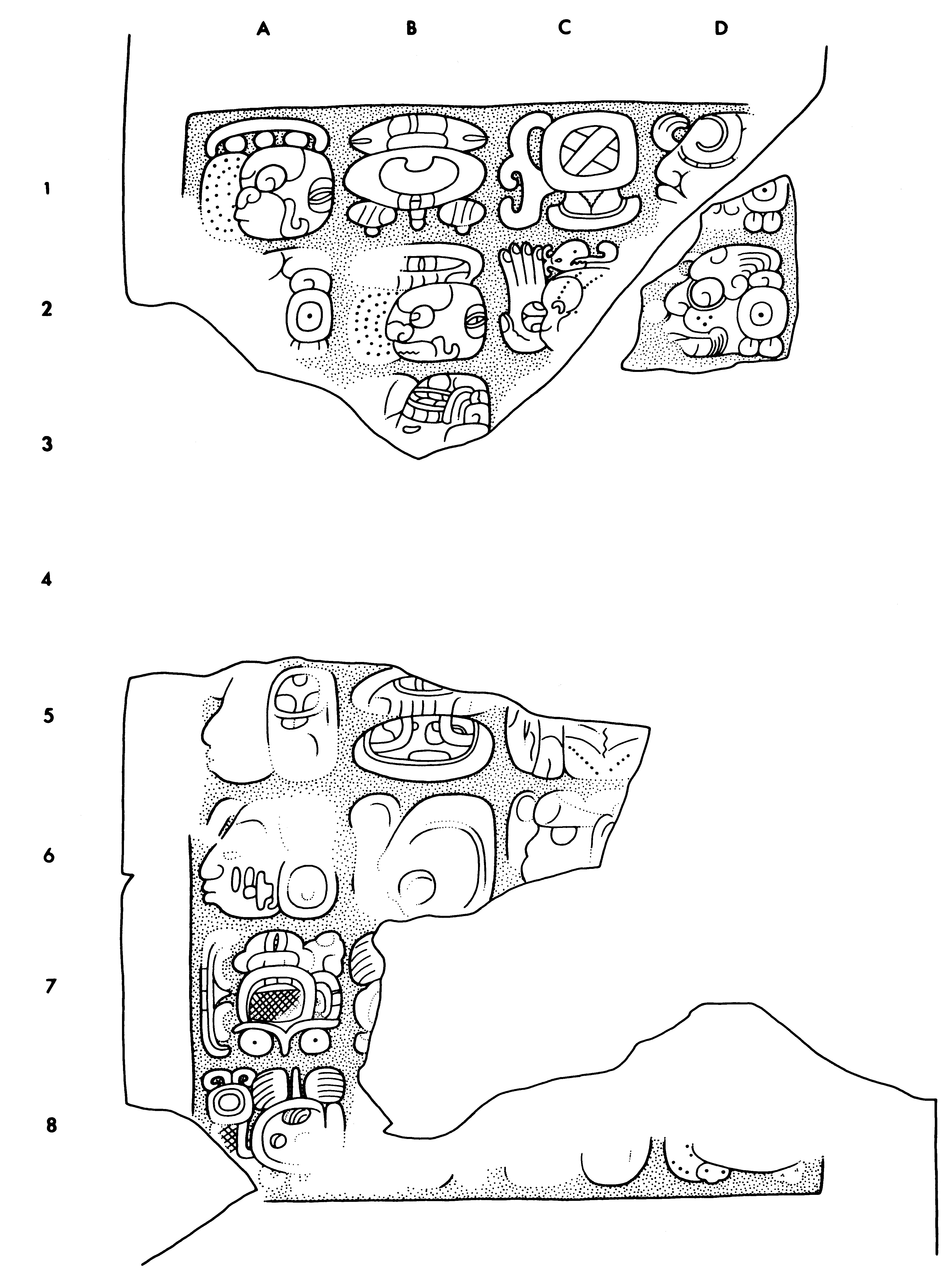 Drawing of Yaxchilan, Lintel 34, underside, 2004.15.5.6.7