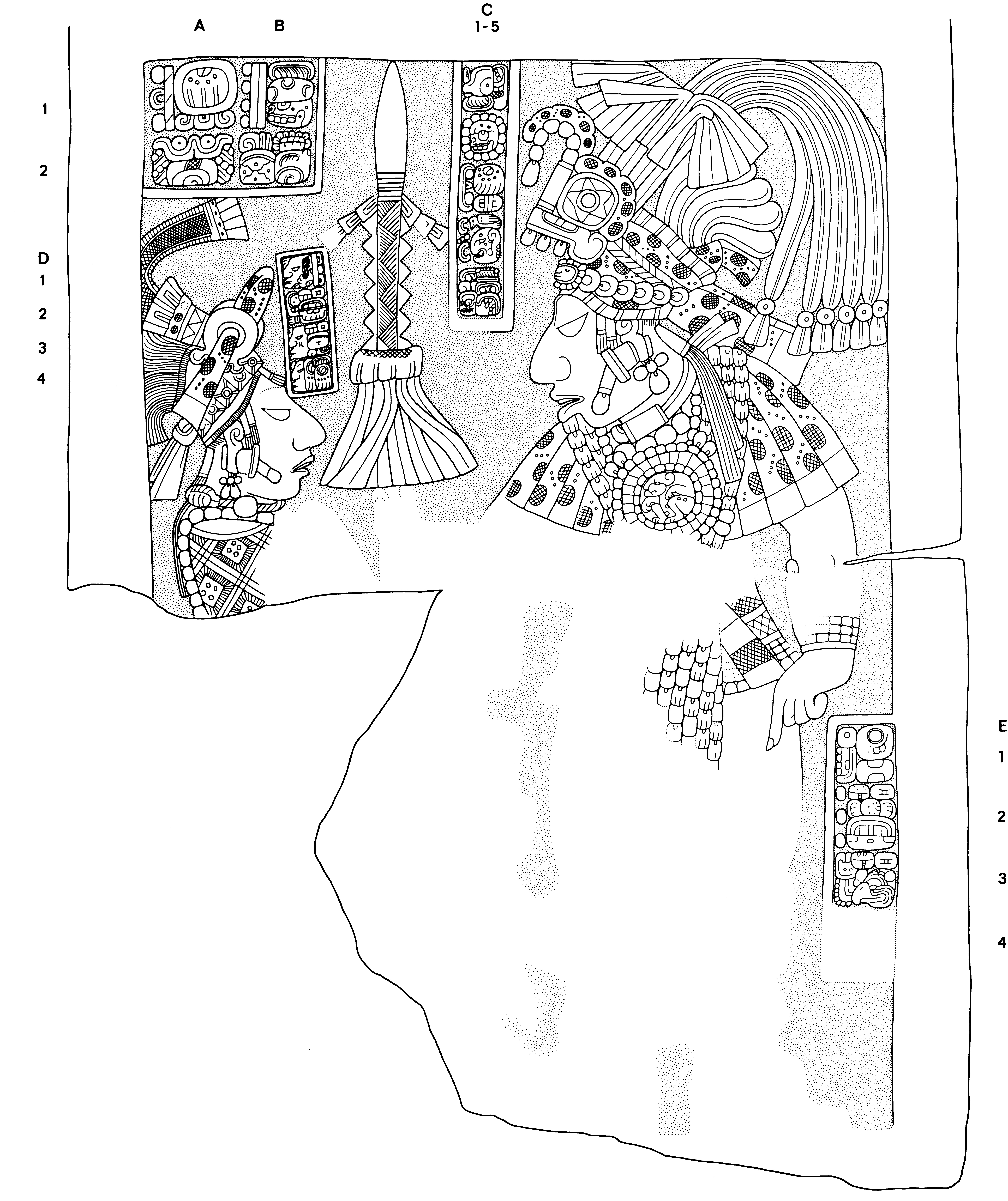 Drawing of Yaxchilan, Lintel 41, underside, 2004.15.5.6.14