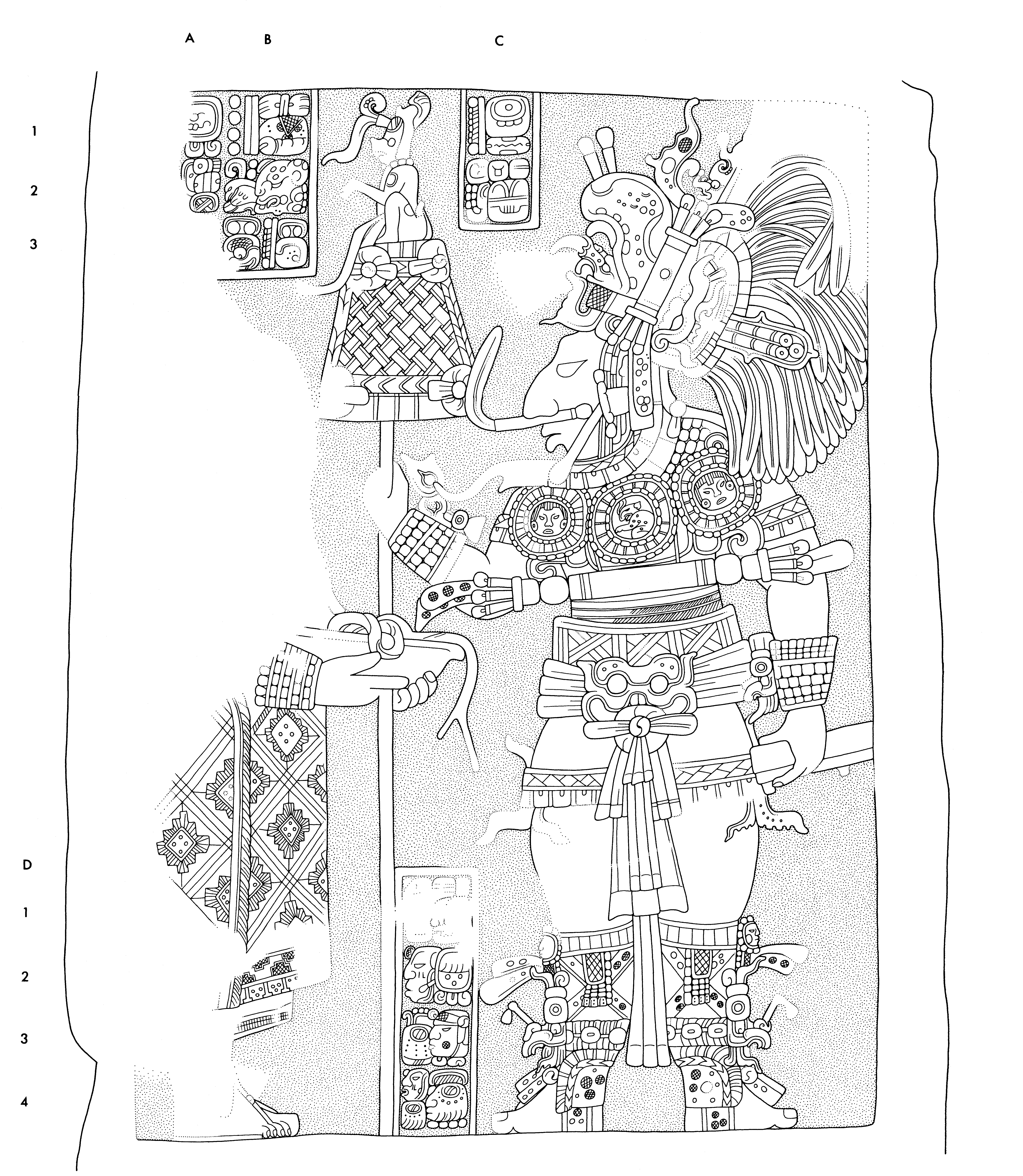 Drawing of Yaxchilan, Lintel 43, underside, 2004.15.5.6.16