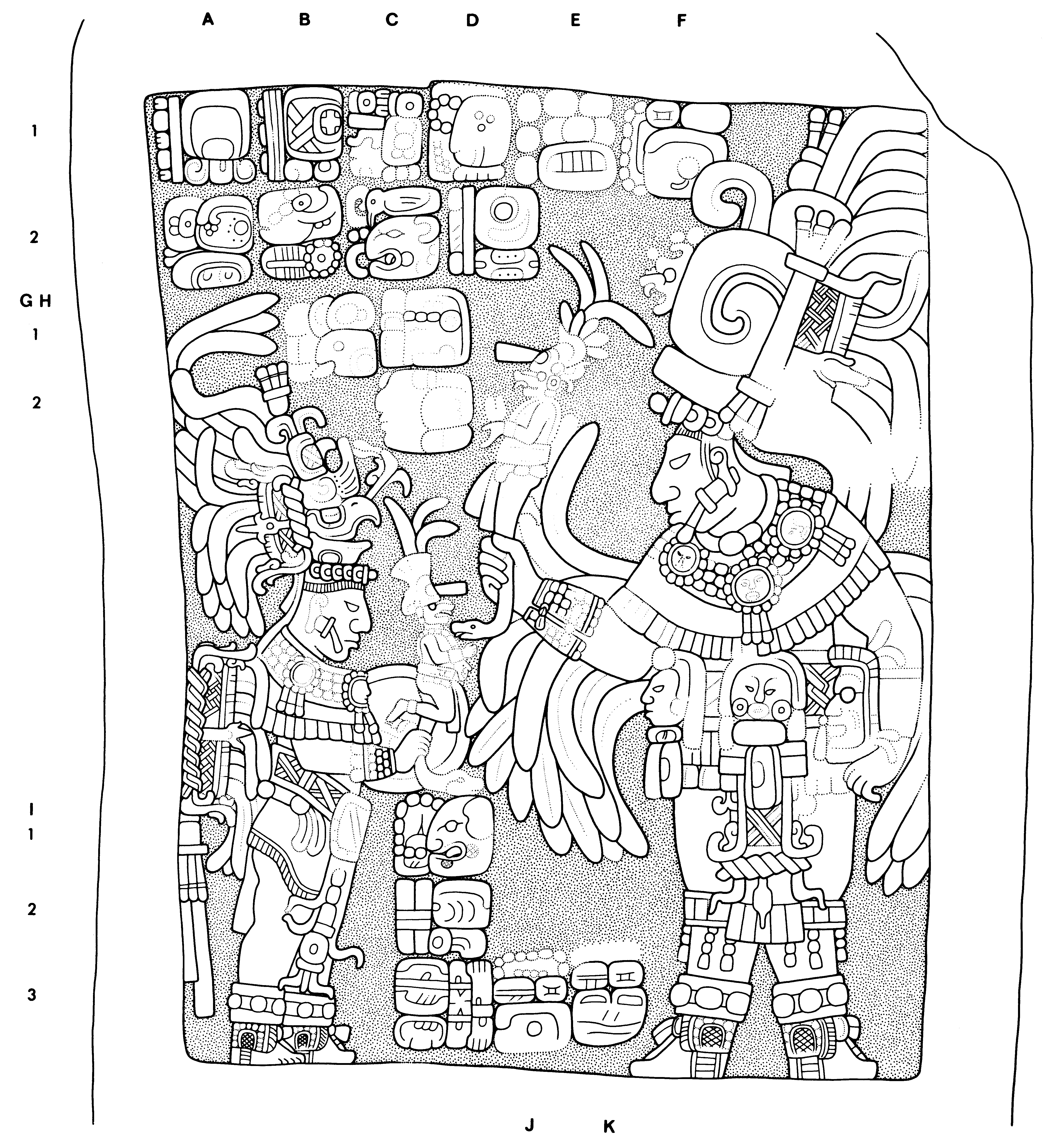 Drawing of Yaxchilan, Lintel 52, underside, 2004.15.5.6.34