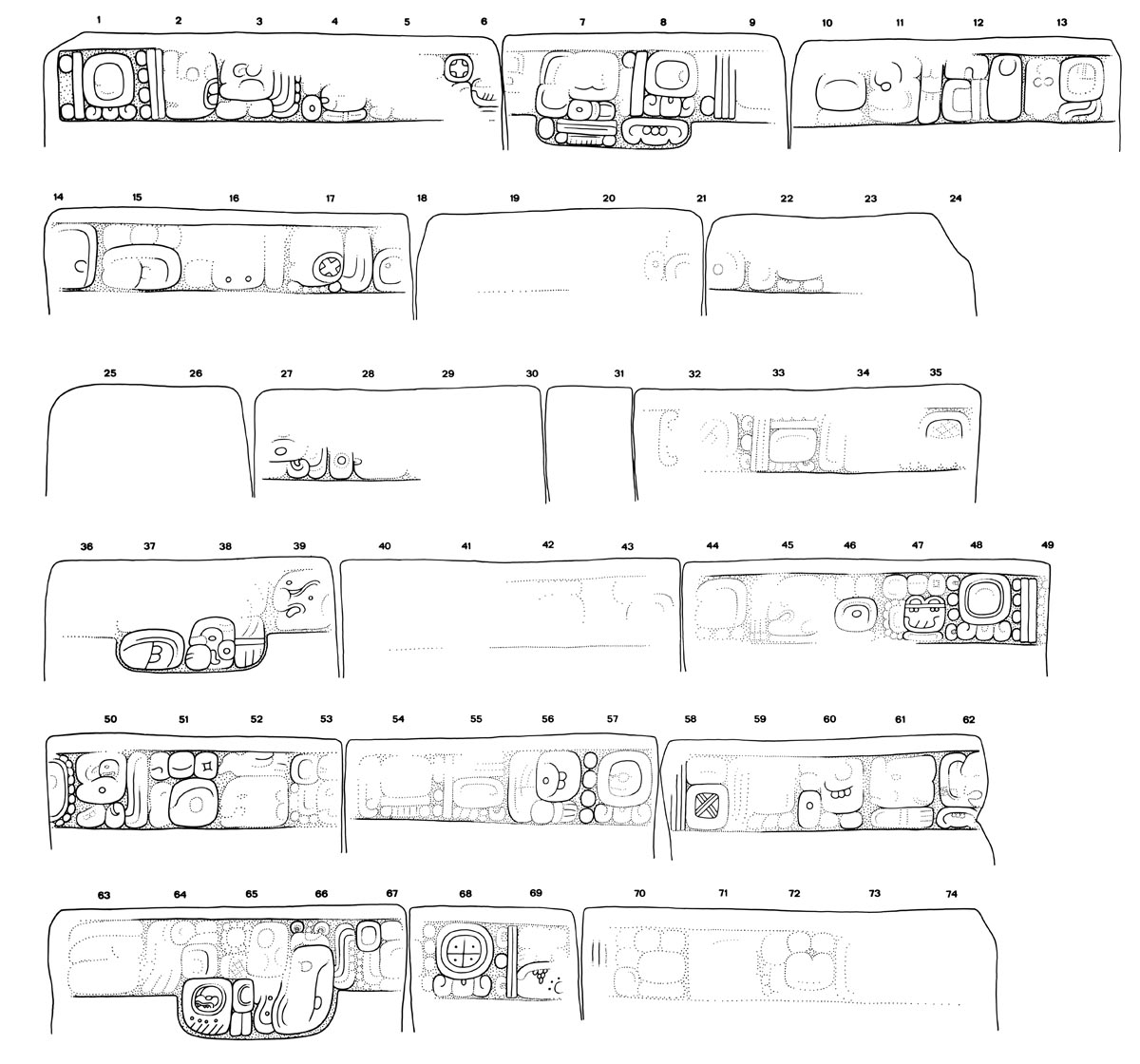 Drawing of Yaxchilan Stairway 1, Step 1