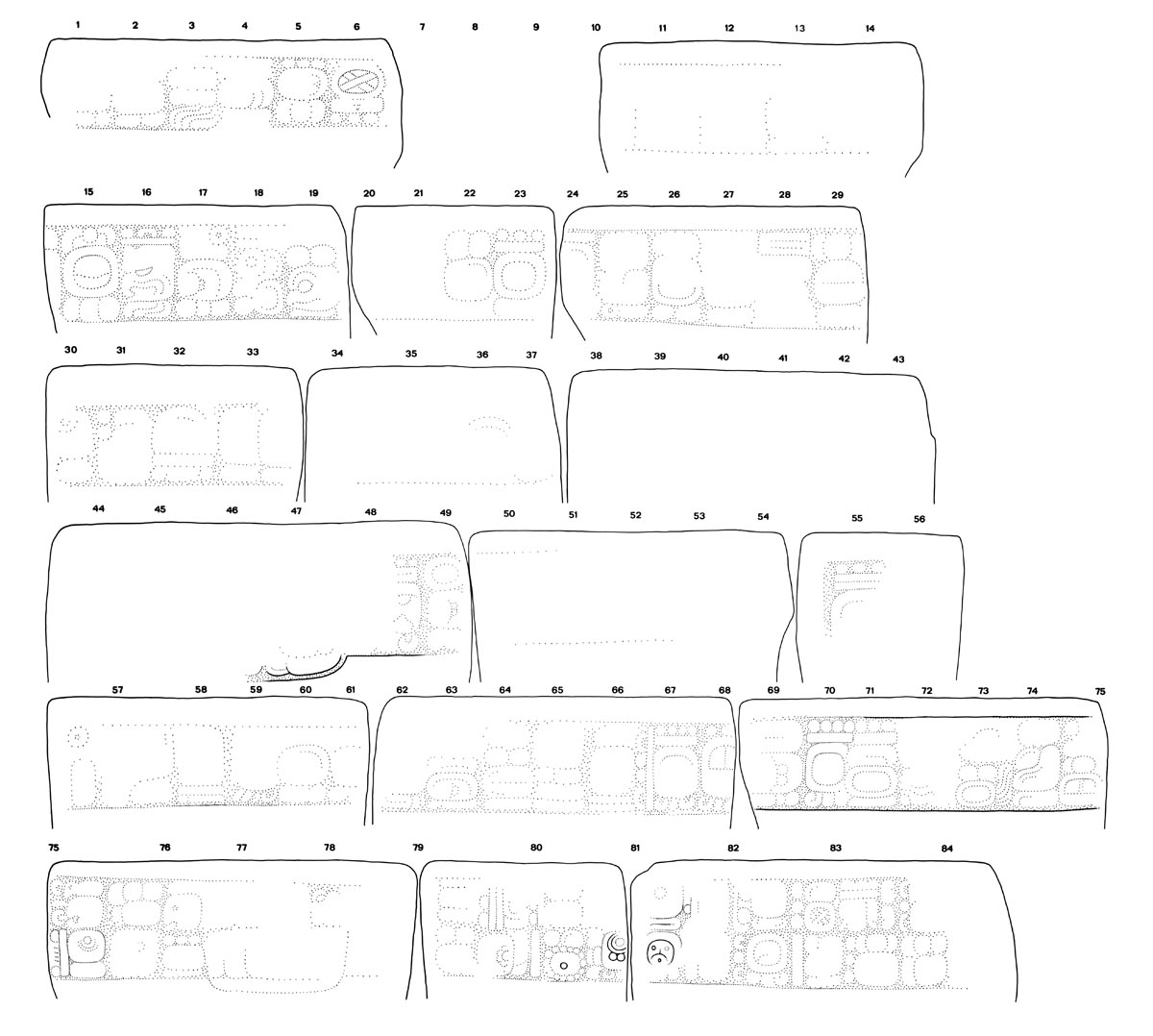 Drawing of Yaxchilan Stairway 1, Step 6