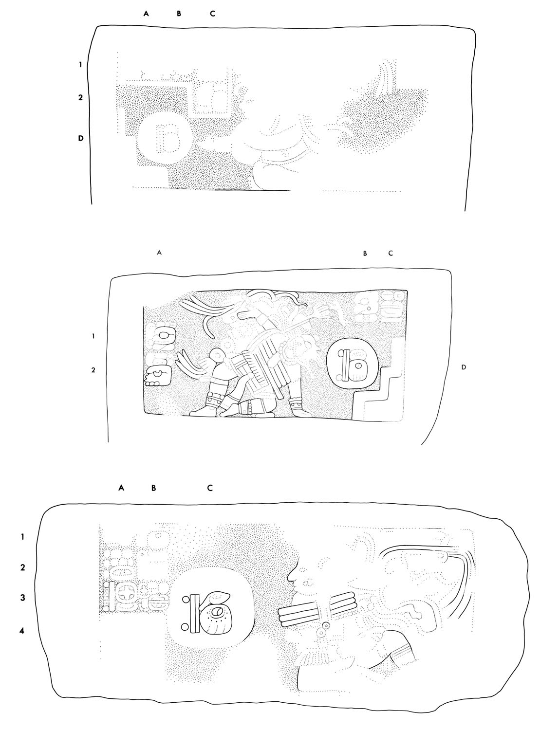 Drawing of Yaxchilan Stairway 2, Steps 11 to 13