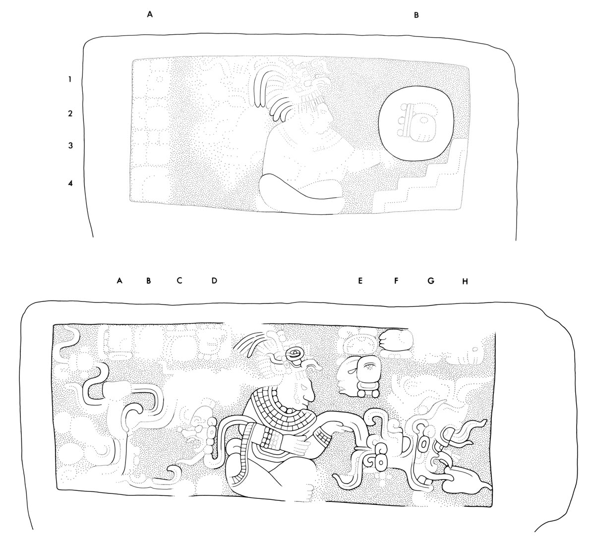 Drawing of Yaxchilan Stairway 2, Steps 1 and 2