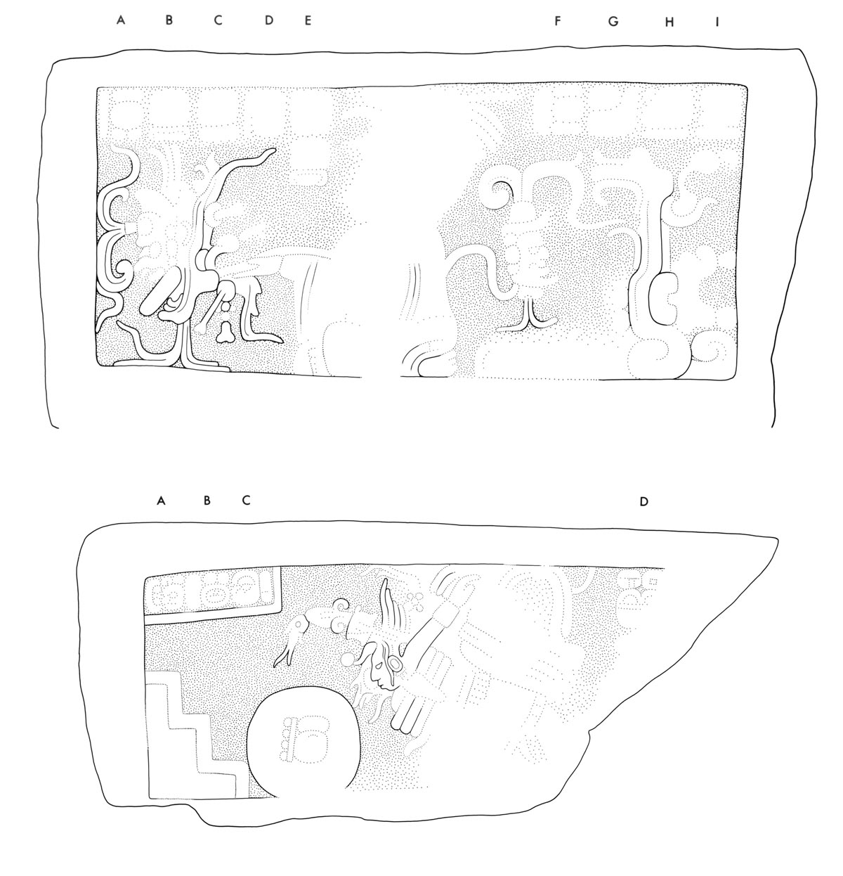 Drawing of Yaxchilan Stairway 2, Steps 3 and 4