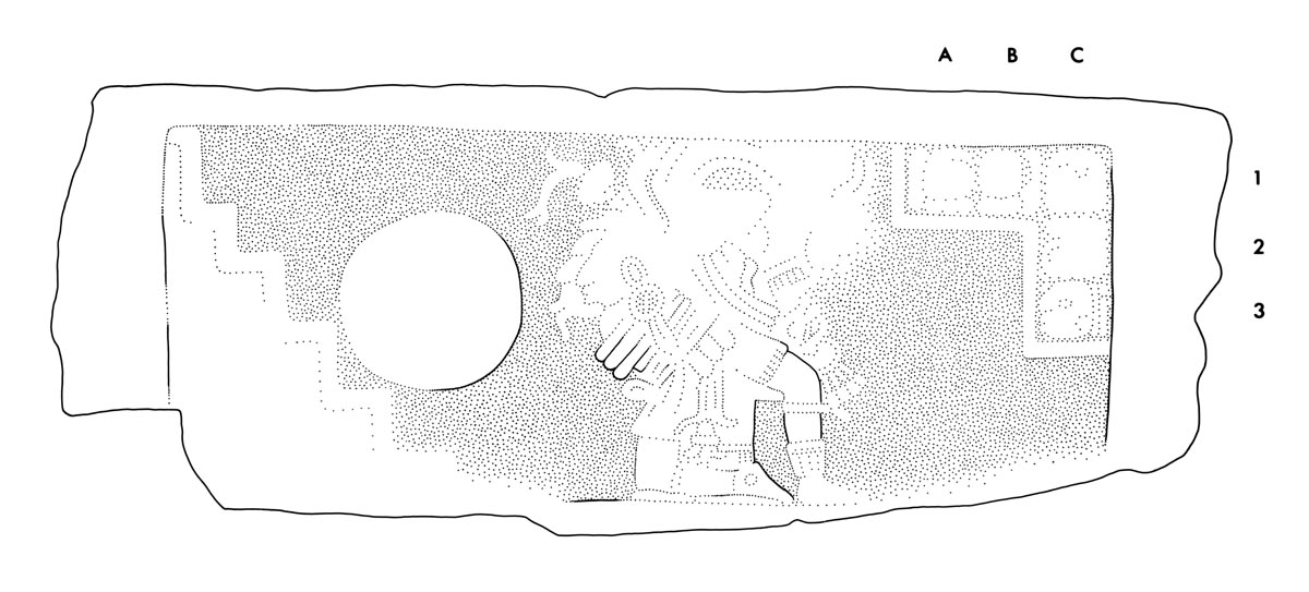 Drawing of Yaxchilan Stairway 2, Step 5