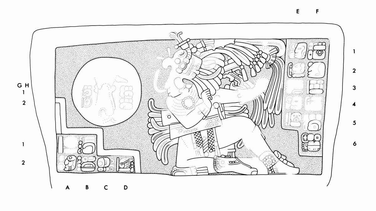 Drawing of Yaxchilan Stairway 2, Step 6