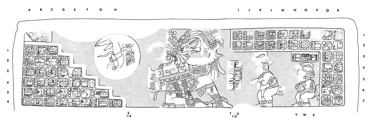 Drawing of Yaxchilan, Stairway 2, Step 7