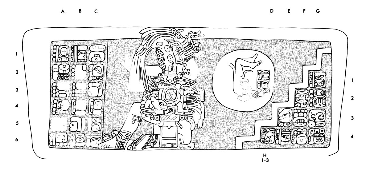 Drawing of Yaxchilan Stairway 2, Step 8