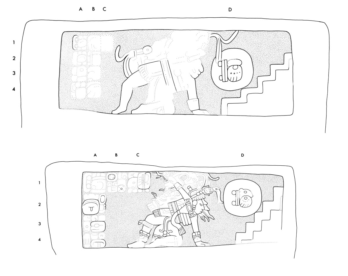 Drawing of Yaxchilan Stairway 2, Steps 9 and 10