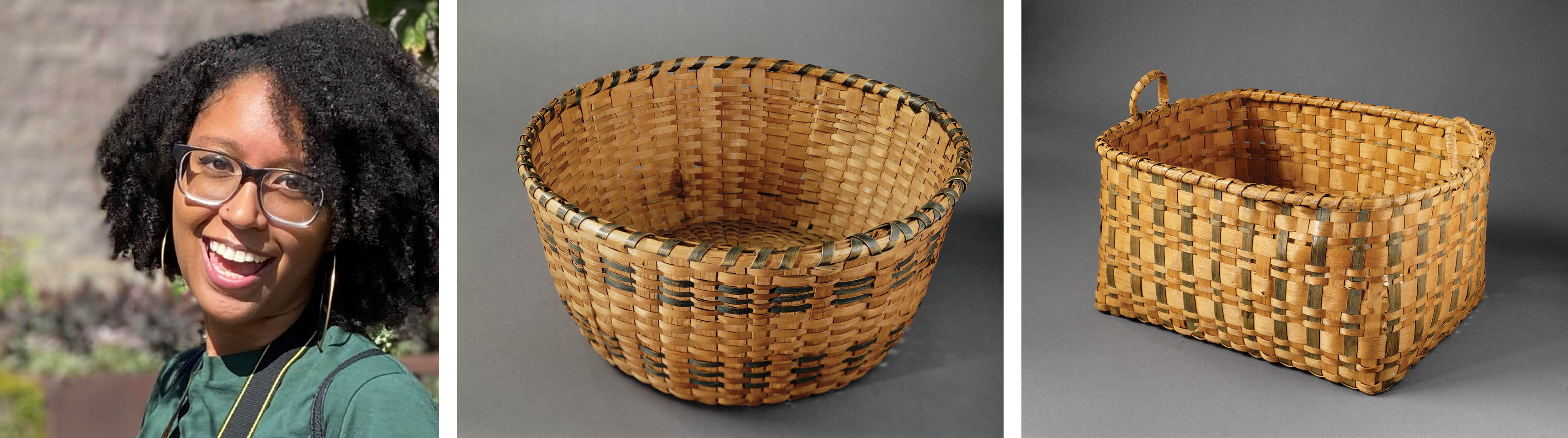 zoe harris and two splint baskets.
