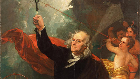 benjamin franklin tests electricity.