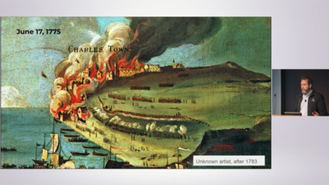 historic view of charlestown battle and speaker.