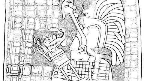 Detail of line drawing of Coba Stela 4.