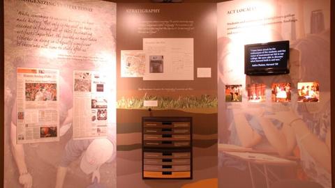A wall of the original Digging Veritas exhibition.