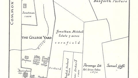 Map of Harvard College, 1650-1700
