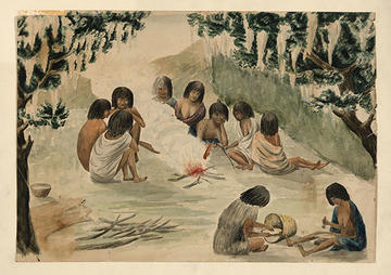 19th century watercolor painting entitled 