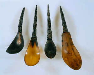 Tlingit spoons from the American Northwest Coast.
