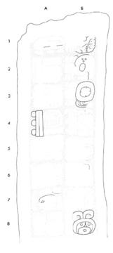 Drawing of La Honradez, Stela 7, left, 2004.15.6.12.26