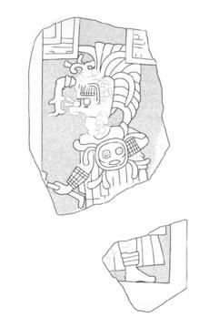 Drawing of Itzimte, Stela 10, front, 2004.15.6.8.9