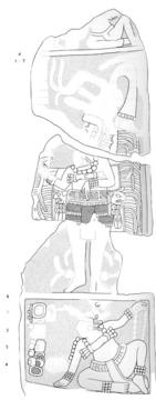 Drawing of Itzimte, Stela 11, front, 2004.15.6.8.10