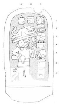 Drawing of Itzimte, Stela 6, front, 2004.15.6.8.5