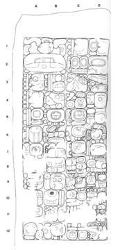 Drawing of Ixkun, Stela 2, front, 2004.15.6.4.2