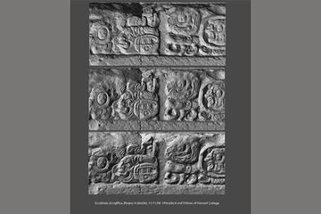 three different raking lightings on a hieroglyphic block
